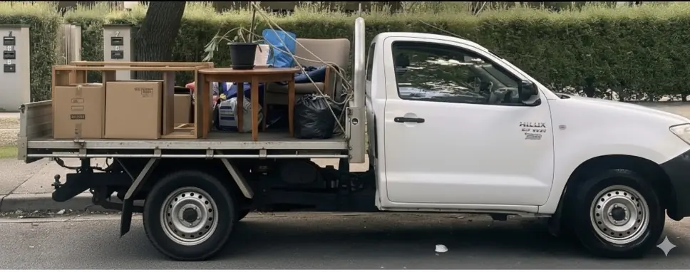Removal ACT ute securely loaded with bulky household items for a Canberra rubbish-removal job